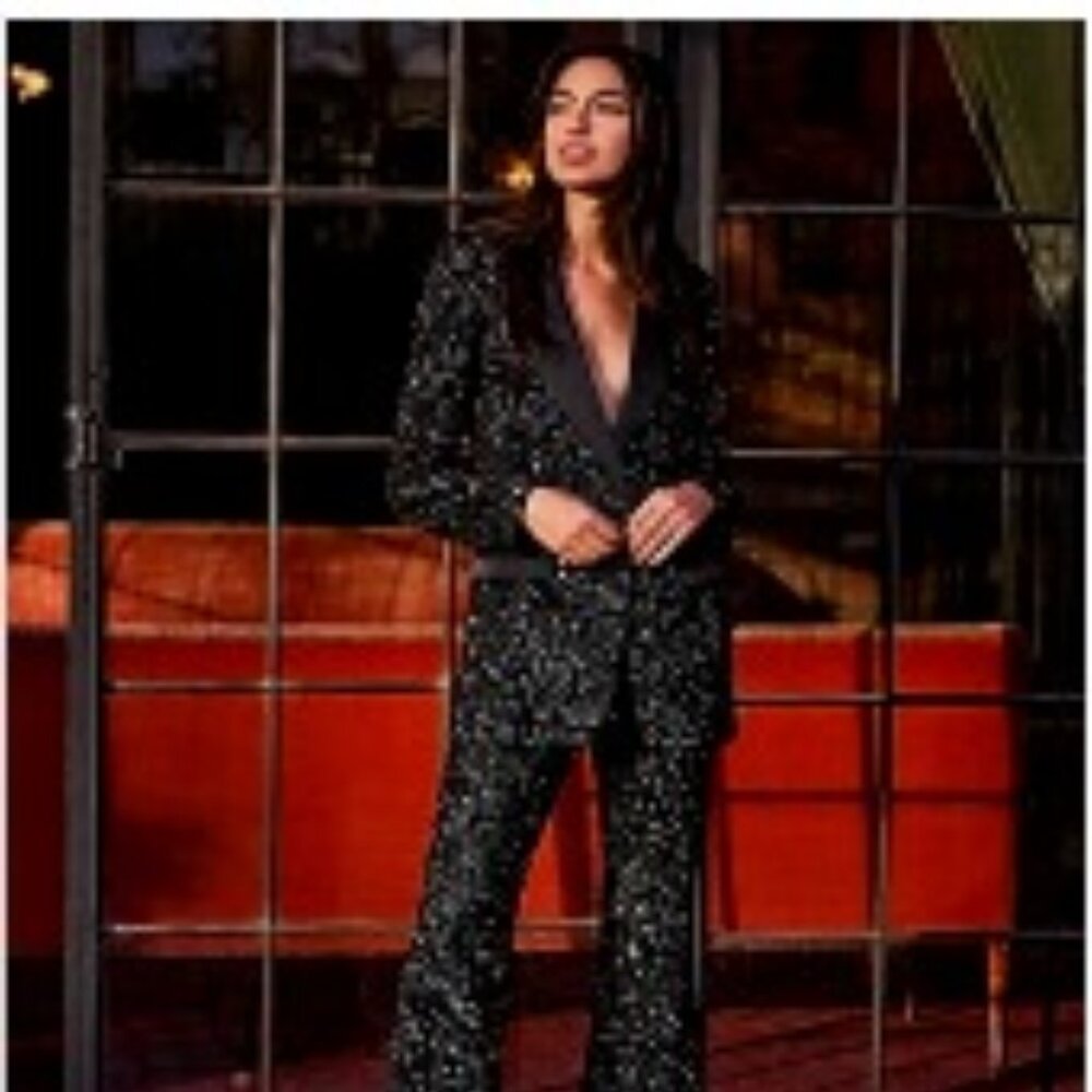 Super High Waisted Sequin Flare Pant